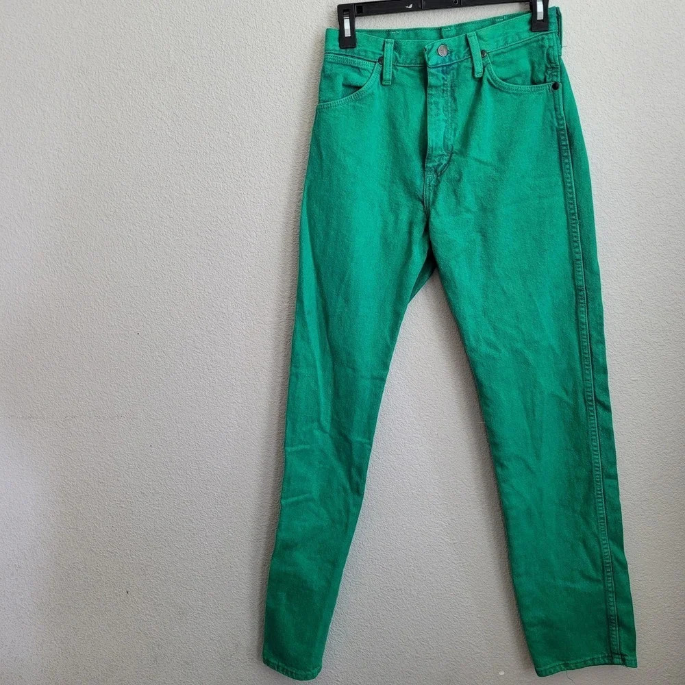 Vintage Wrangler Womens Acid Wash Green Jeans Size 5 High Rise Pockets 90s